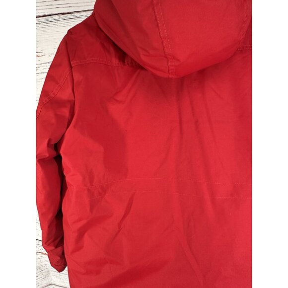 Chaps Boys Hooded Winter Jacket Medium 10/12 Red Blue Pockets Warm Zipper READ - Picture 8 of 14